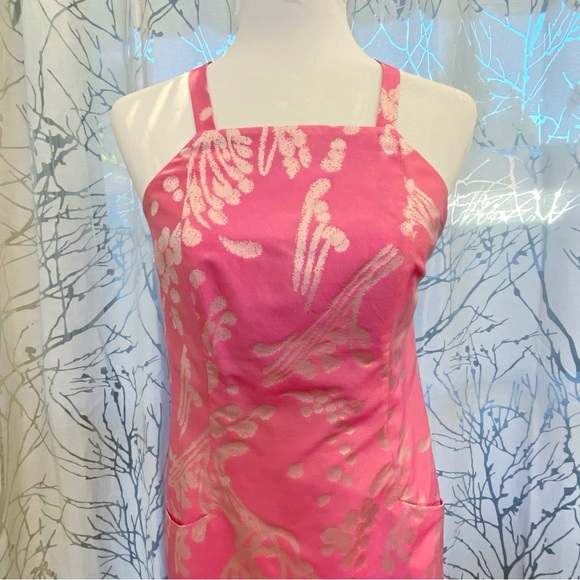 VINTAGE CHRISTIAN LACROIX pink silk cotton floral print sleeveless dress - Picture 3 of 13